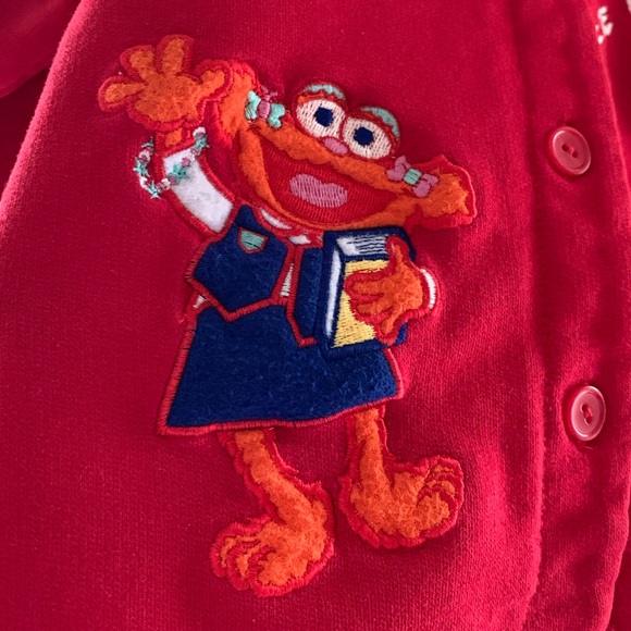 Sesame Street Vintage Red Jacket or Sweater with Embroidered Zoe Loves ABC’s 2T - Picture 2 of 10